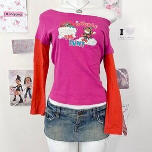 Pink & Orange Double Layer Graphic Tee – "Double the Fun" Monkey